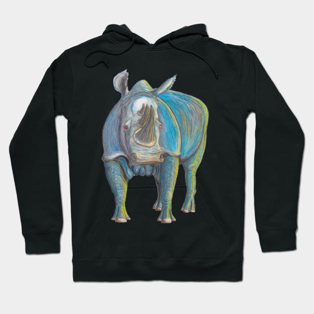 Crash of Rhinos Big Blue Puff Hoodie by AJ Leibengeist